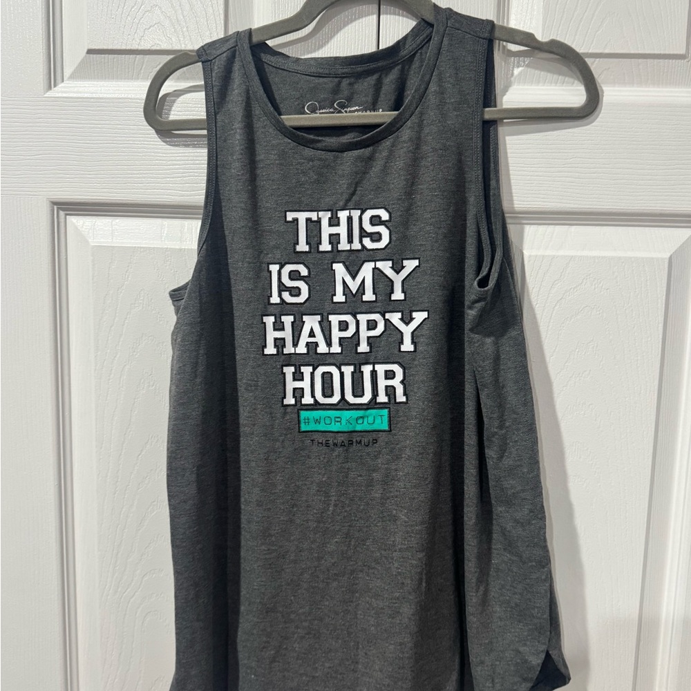 Jessica Simpson Charcoal Graphic Tank Top
